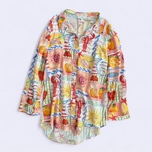 Casual Multi-Color Print Button-Up Shirt